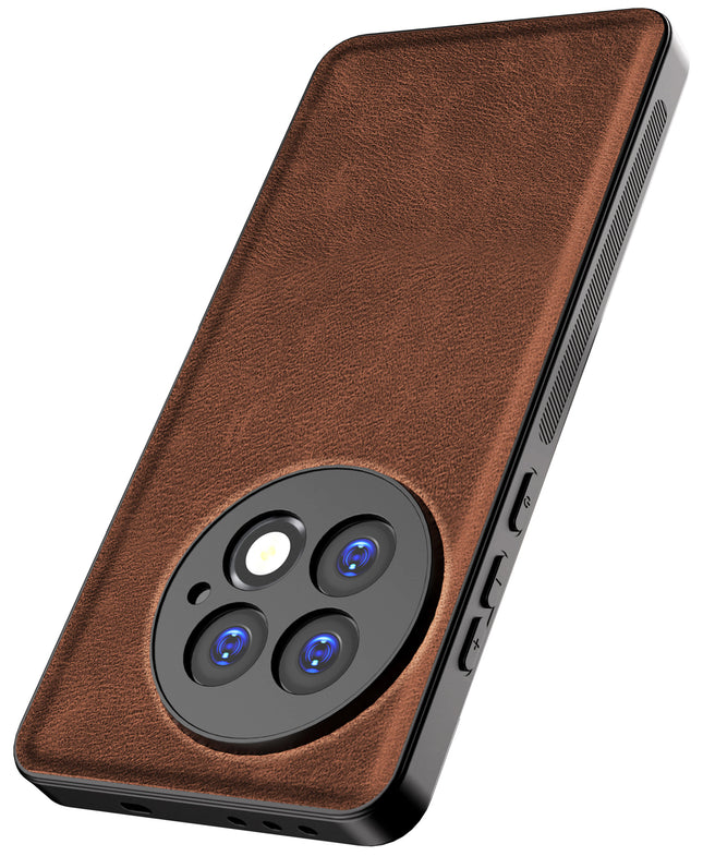 Mobizang Tux Leather Back Cover for OnePlus 13 | Slim Shockproof Camera Protection Bumper Case (Brown)