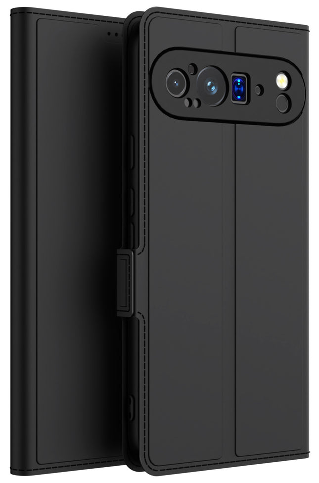 Mobizang Noble Slim Magnetic Leather Flip Case Cover for Google Pixel 9 Pro | Card Holder Stand Flip Wallet Case (Black)