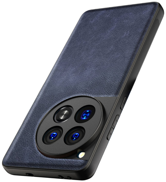 Kapa Tux Leather Back Cover for Oneplus 12 | Slim Shockproof Camera Protection Bumper Case (Blue)