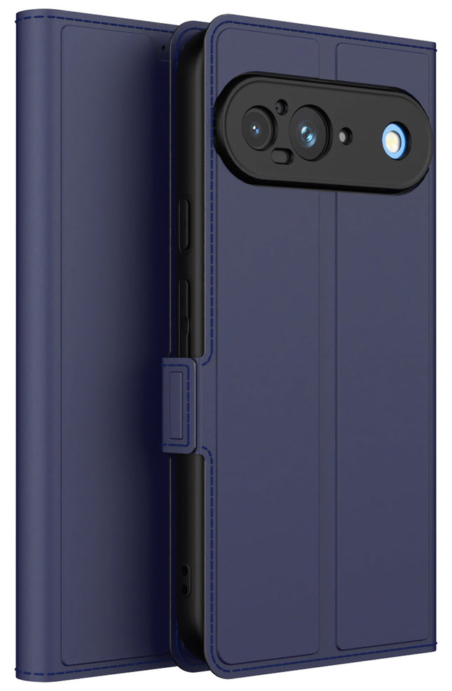 Mobizang Noble Slim Magnetic Leather Flip Case Cover for Google Pixel 9 | Card Holder Stand Flip Wallet Case (Blue)
