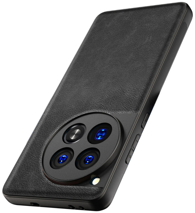 Kapa Tux Leather Back Cover for Oneplus 12 | Slim Shockproof Camera Protection Bumper Case (Black)