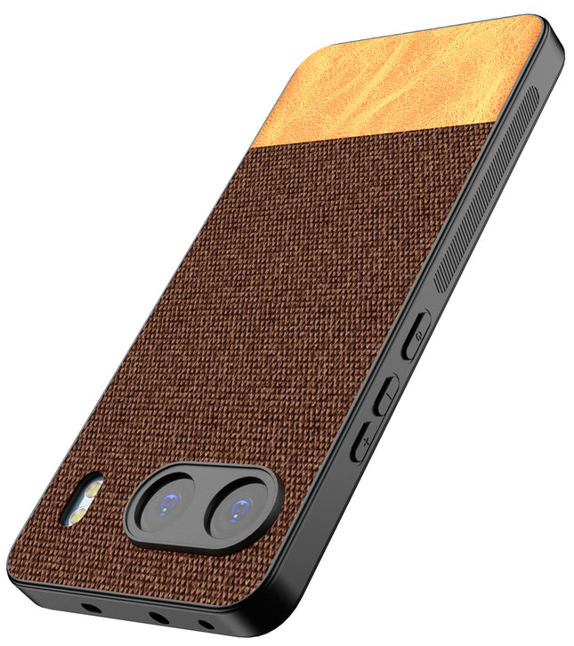Mobizang Soft Fabric & Leather Hybrid Protective Back Cover for OnePlus Nord 4 | Shockproof Slim Hard Anti Slip Back Case (Brown)