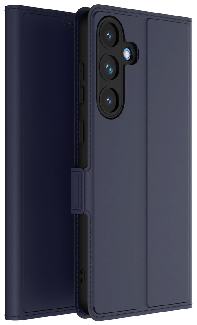 Mobizang Noble Slim Magnetic Leather Flip Case Cover for Samsung Galaxy S25 Plus | Card Holder Stand Flip Wallet Case (Blue)