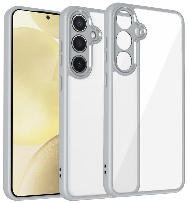 Mobizang Hawkeye Clear Back Cover for Samsung Galaxy S25 | Camera Lens Protector Shockproof Slim Clear Case Cover (Grey Sides)