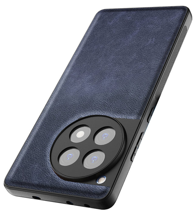 Kapa Tux Leather Back Cover for Oneplus 12R | Slim Shockproof Camera Protection Bumper Case (Blue)