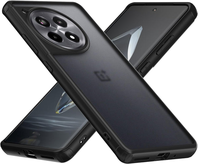 Mobizang Shield Frosted Acrylic Back Shock Proof Case Cover for Oneplus 12R (Black)