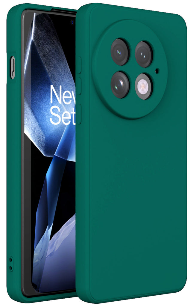 Mobizang Matte Protective Lens Flexible Back Cover for OnePlus 13 | Slim Silicone with Soft Lining Shockproof Full Body Bumper Case (Green)