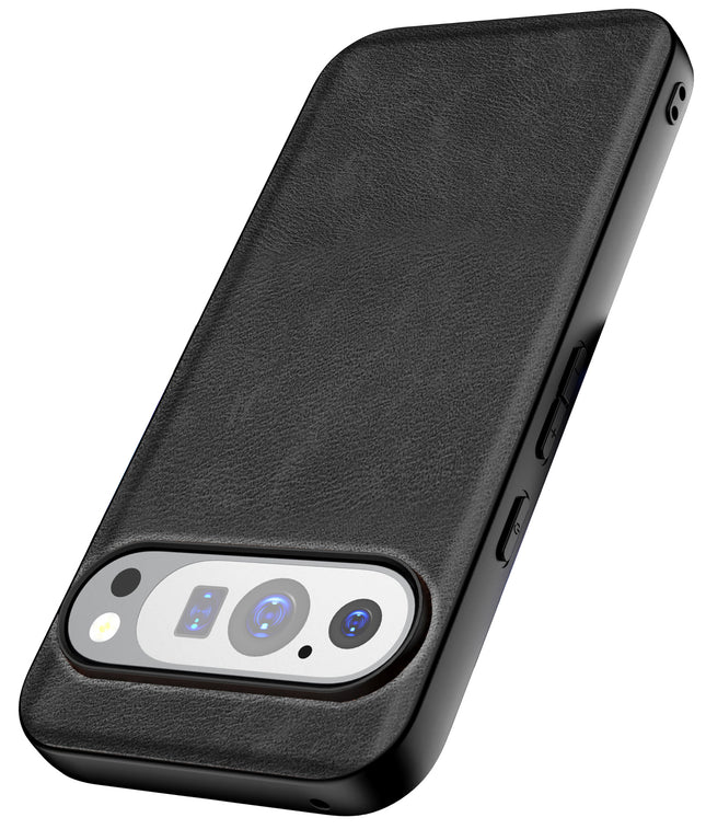 Mobizang Tux Leather Back Cover for Google Pixel 9 / Pixel 9 PRO | Slim Shockproof Camera Protection Bumper Case (Black)