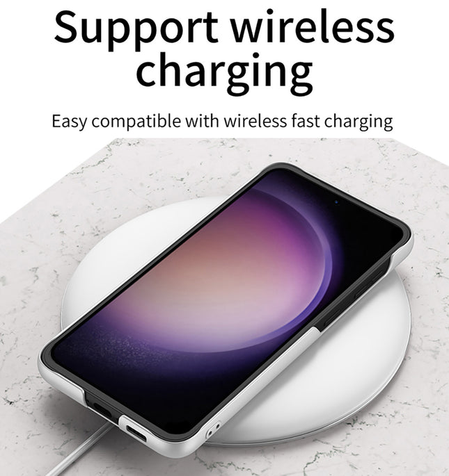 Mobizang Ultra Thin Band + Stand Back Case for Samsung S25 Plus | Slim Camera Lens Protection Cover with Kickstand (Silver)