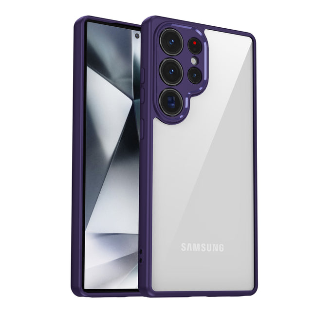 Mobizang Hawkeye Clear Back Cover for Samsung Galaxy S25 Ultra | Camera Lens Protector Shockproof Slim Clear Case Cover (Purple Sides)