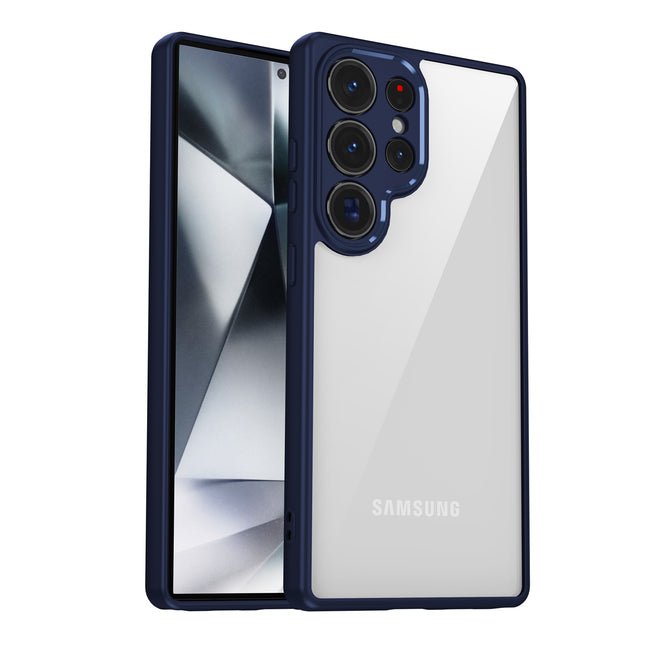 Mobizang Hawkeye Clear Back Cover for Samsung Galaxy S25 Ultra | Camera Lens Protector Shockproof Slim Clear Case Cover (Blue Sides)