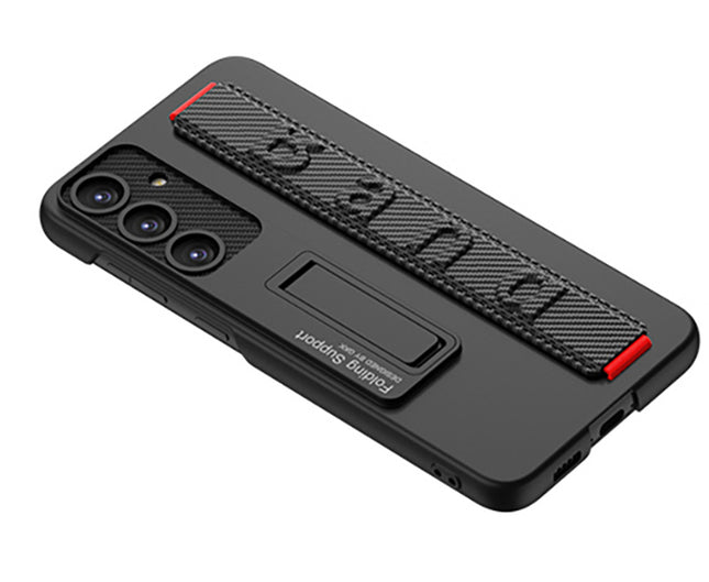 Mobizang Ultra Thin Band + Stand Back Case for Samsung S25 Plus | Slim Camera Lens Protection Cover with Kickstand (Black)