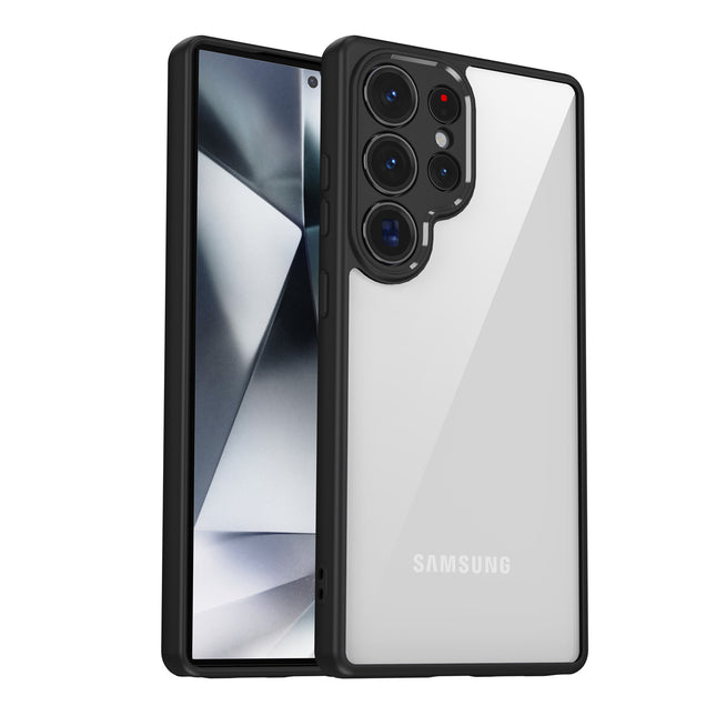 Mobizang Hawkeye Clear Back Cover for Samsung Galaxy S25 Ultra | Camera Lens Protector Shockproof Slim Clear Case Cover (Black Sides)