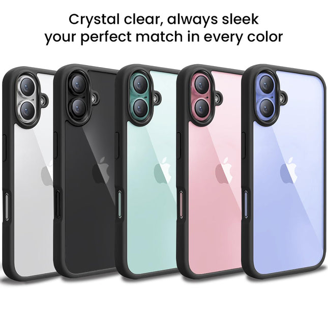 Mobizang Hawkeye Clear Back Cover for Apple iPhone 16 | Camera Lens Protector Shockproof Slim Clear Case Cover (Blue Sides)