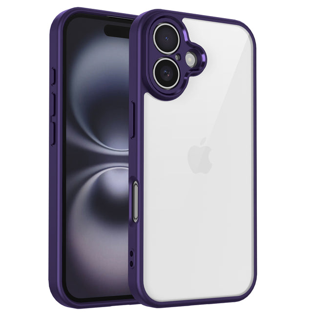 Mobizang Hawkeye Clear Back Cover for Apple iPhone 16 | Camera Lens Protector Shockproof Slim Clear Case Cover (Purple Sides)