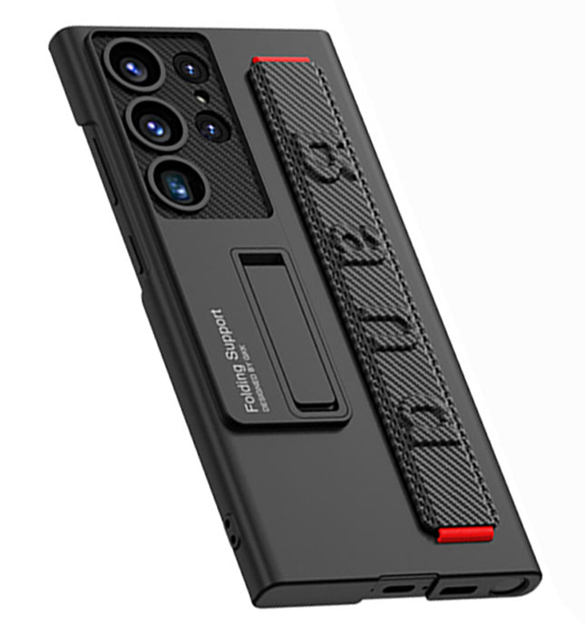 Mobizang Ultra Thin Band + Stand Back Case for Samsung S25 Ultra | Slim Camera Lens Protection Cover with Kickstand (Black)