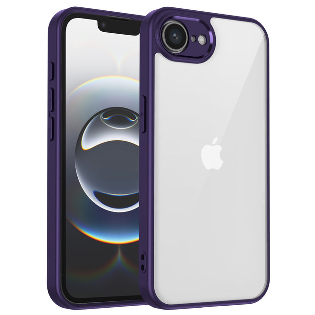 Mobizang Hawkeye Clear Back Cover for Apple iPhone 16E | Camera Lens Protector Shockproof Slim Clear Case Cover (Purple Sides)