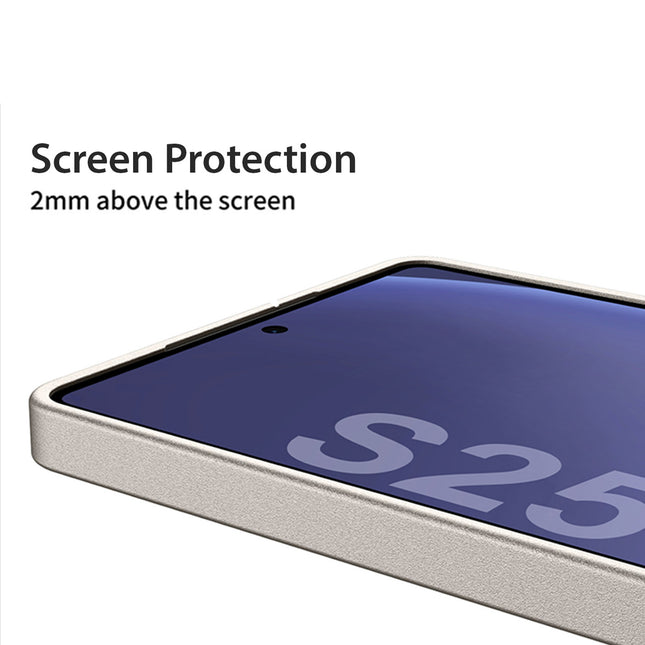 Mobizang Ultra Thin Leather & Magsafe Back Case for Samsung Galaxy S25 Ultra | with Wireless Charging Support Ring Full Body Protection Back Cover (Titanium)