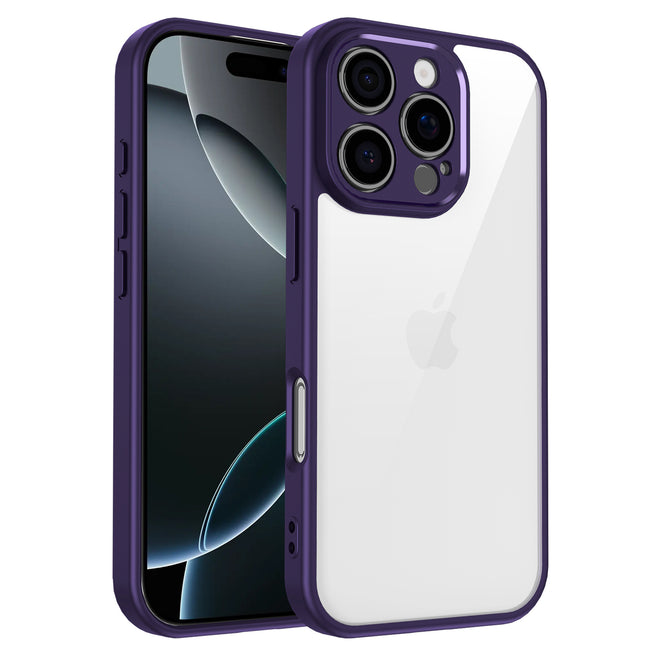 Mobizang Hawkeye Clear Back Cover for Apple iPhone 16 Pro | Camera Lens Protector Shockproof Slim Clear Case Cover (Purple Sides)