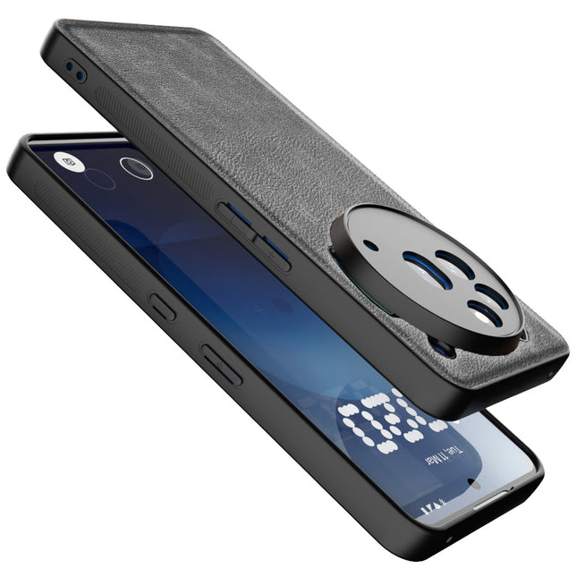 Mobizang Tux Leather Back Cover for Nothing Phone 3A Pro | Slim Shockproof Camera Protection Bumper Case (Grey)