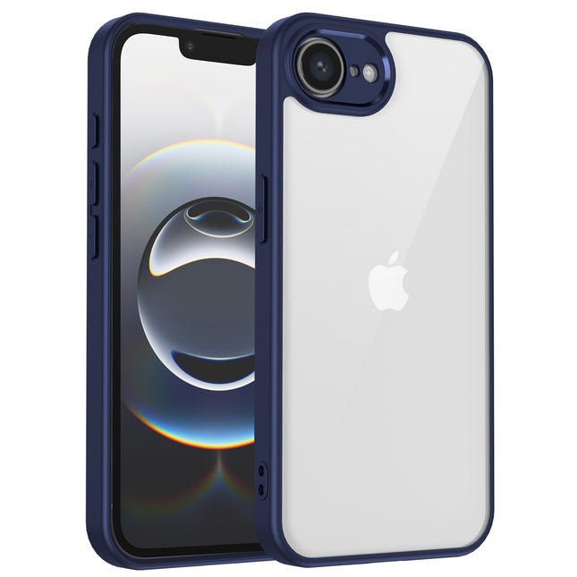 Mobizang Hawkeye Clear Back Cover for Apple iPhone 16E | Camera Lens Protector Shockproof Slim Clear Case Cover (Blue Sides)