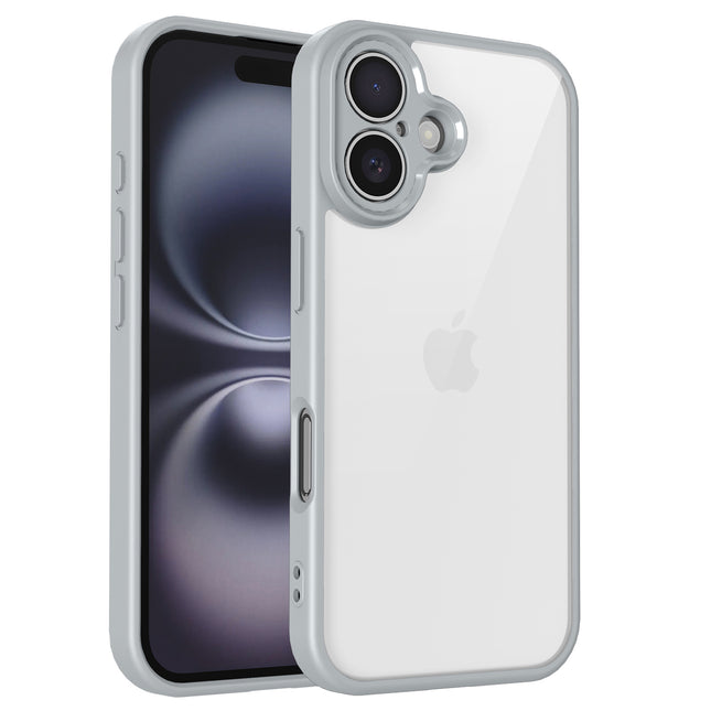 Mobizang Hawkeye Clear Back Cover for Apple iPhone 16 | Camera Lens Protector Shockproof Slim Clear Case Cover (Grey Sides)