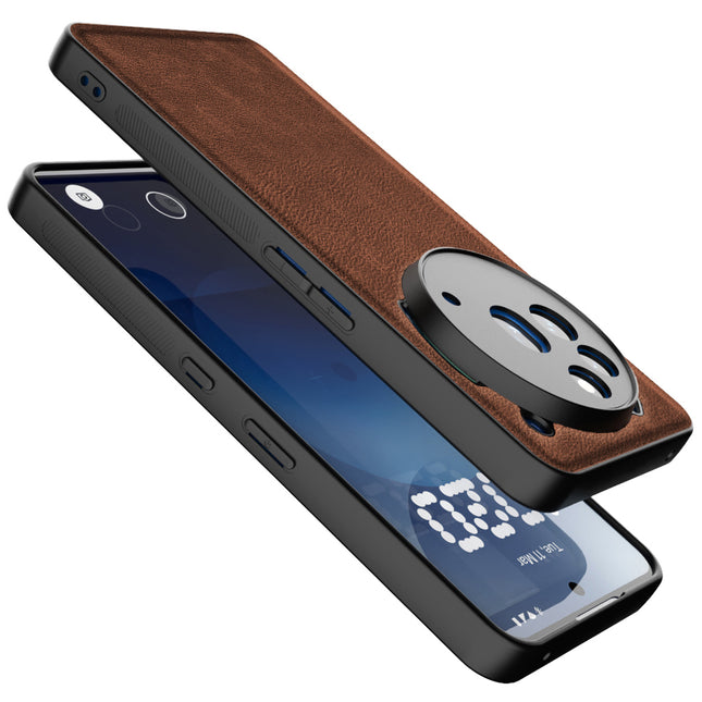 Mobizang Tux Leather Back Cover for Nothing Phone 3A Pro | Slim Shockproof Camera Protection Bumper Case (Brown)