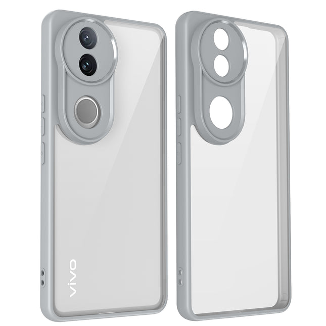 Mobizang Hawkeye Clear Back Cover for Vivo V50 5G | Camera Lens Protector Shockproof Slim Clear Case Cover (Grey Sides)