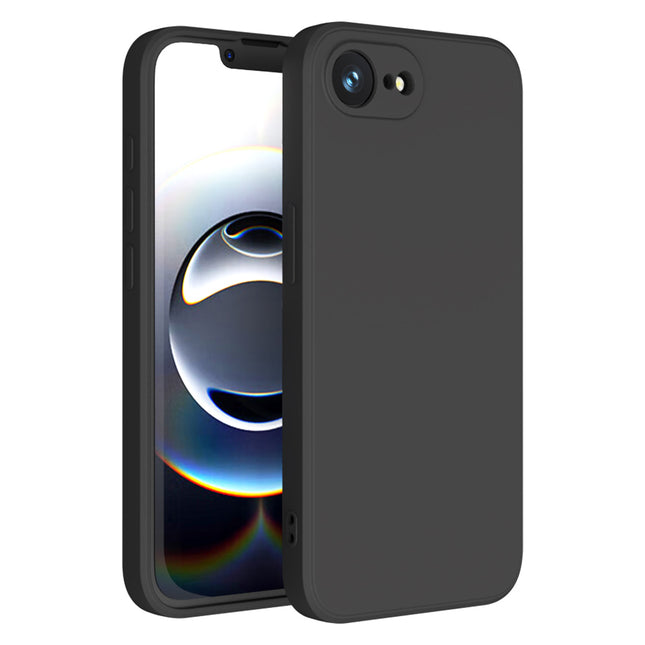 Mobizang Matte Protective Lens Flexible Back Cover for Apple iPhone 16E | Slim Silicone with Soft Lining Shockproof Full Body Bumper Case (Black)