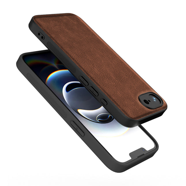 Mobizang Tux Leather Back Cover for Apple iPhone 16E | Slim Shockproof Camera Protection Bumper Case (Brown)