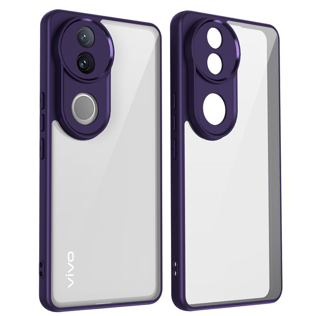 Mobizang Hawkeye Clear Back Cover for Vivo V50 5G | Camera Lens Protector Shockproof Slim Clear Case Cover (Purple Sides)