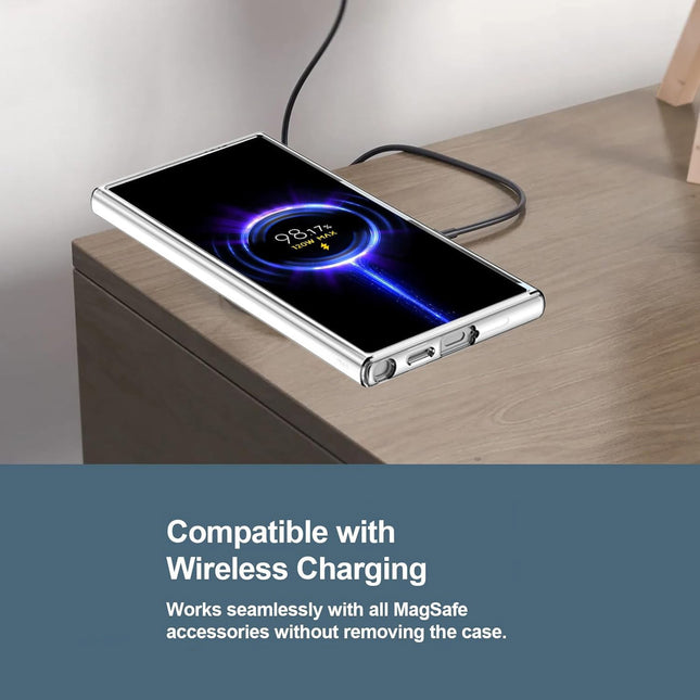 Mobizang Clear Airbag + Band Back Case for Samsung Galaxy S25 Ultra | Transparent Shockproof Slim Grip Hard Protective Cover (Black Band)