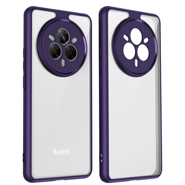 Mobizang Hawkeye Clear Back Cover for Realme 14 Pro 5G | Camera Lens Protector Shockproof Slim Clear Case Cover (Purple Sides)