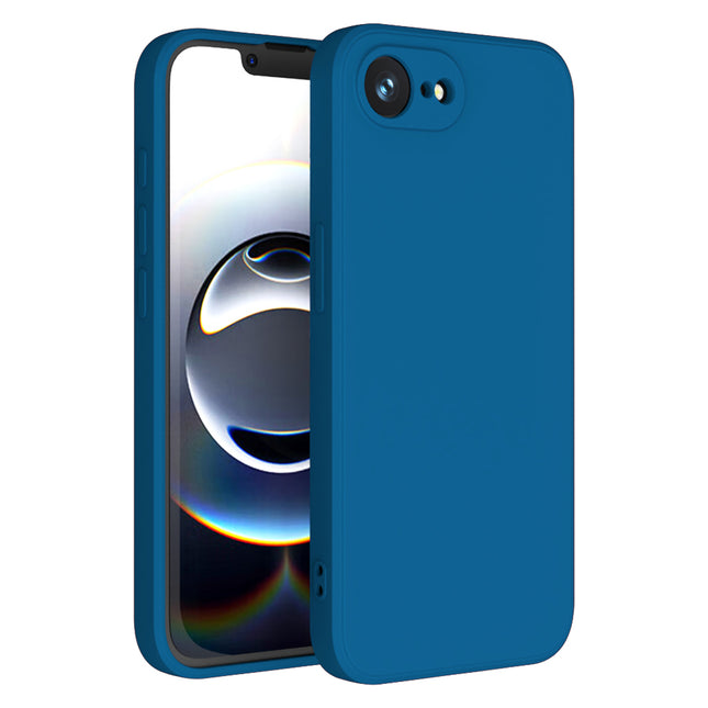 Mobizang Matte Protective Lens Flexible Back Cover for Apple iPhone 16E | Slim Silicone with Soft Lining Shockproof Full Body Bumper Case (Blue)