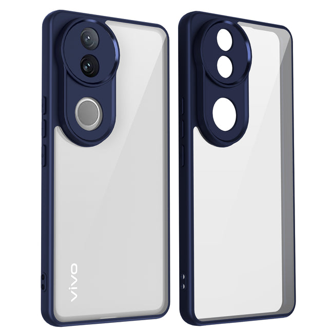 Mobizang Hawkeye Clear Back Cover for Vivo V50 5G | Camera Lens Protector Shockproof Slim Clear Case Cover (Blue Sides)