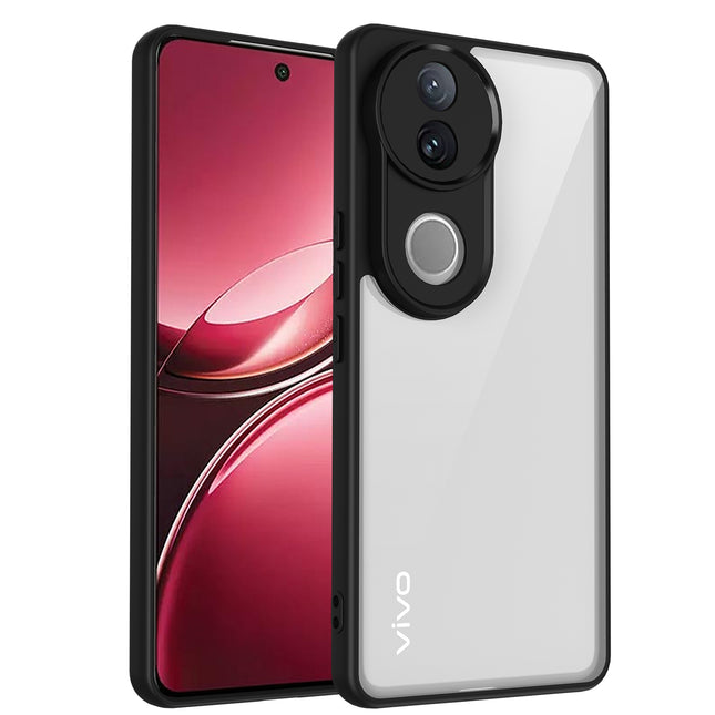 Mobizang Hawkeye Clear Back Cover for Vivo V50 5G | Camera Lens Protector Shockproof Slim Clear Case Cover (Black Sides)