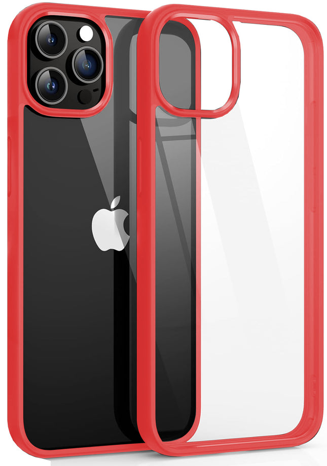 Mobizang Hawkeye Clear Back Cover for Apple iPhone 15 Pro | Camera Lens Protector Shockproof Slim Clear Case Cover (Red)