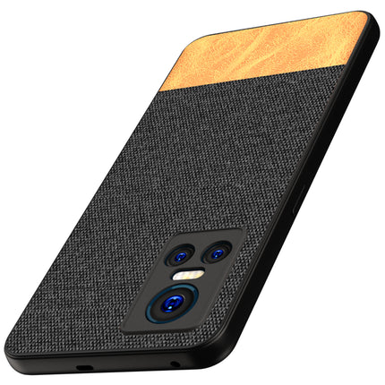 Soft Fabric & Leather Hybrid Protective Back Case Cover for Realme GT Neo 3 (5G) (Black , Brown)