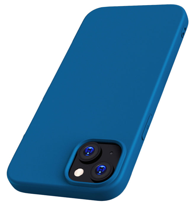Mobizang Matte Protective Lens Flexible Back Cover for Apple iPhone 15 | Slim Silicone with Soft Lining Shockproof Full Body Bumper Case (Blue)