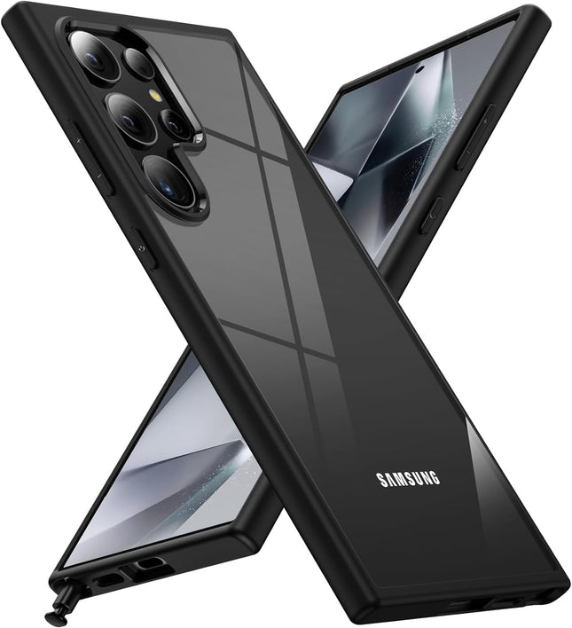 Mobizang Hawkeye-I Clear Back Cover for Samsung Galaxy S24 ULTRA | Camera Lens Protector Shockproof Slim Clear Case Cover (Black)