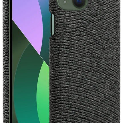 Mobizang Woven Soft Fabric Case for Apple iPhone 14 Back Cover, Shock Protection Slim Hard Anti Slip Back Cover (Black)
