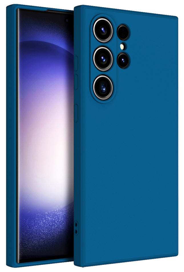 Mobizang Matte Protective Lens Flexible Back Cover for Samsung Galaxy S24 ULTRA | Slim Silicone with Soft Lining Shockproof Full Body Bumper Case (Blue)