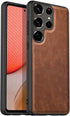 Tux Back Case For Samsung Galaxy S22 Ultra , Slim Leather Case with Soft Edge Shockproof Back Cover (Brown)