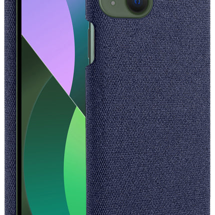 Mobizang Woven Soft Fabric Case for Apple iPhone 14 Back Cover, Shock Protection Slim Hard Anti Slip Back Cover (Blue)