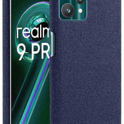 Woven Soft Fabric Case for Realme 9 Pro Back Cover, Shock Protection Slim Hard Anti Slip Back Cover (Blue)