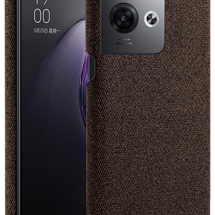 Mobizang Woven Soft Fabric Case for Oppo Reno 8 PRO (5G) Back Cover,  Shock Protection Slim Hard Anti Slip Back Cover (Brown)
