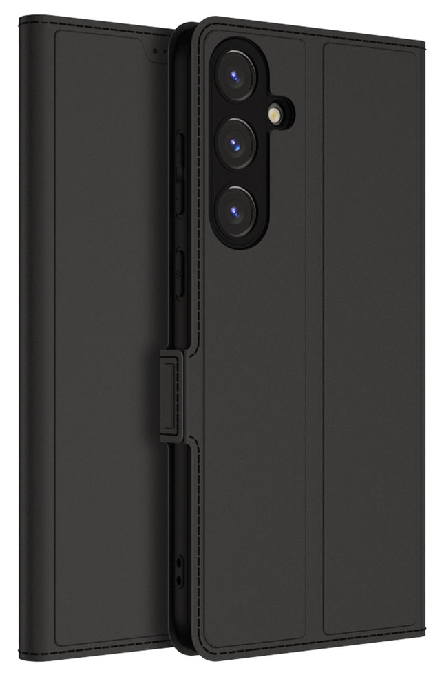 Mobizang Noble Slim Magnetic Leather Flip Case Cover for Samsung Galaxy S24 | Card Holder Stand Leather Flip Wallet Case (Black)