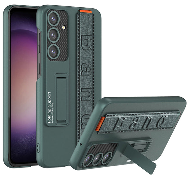 Mobizang Ultra Thin Band + Stand Back Case for Samsung S24 | Slim Camera Lens Protection Cover with Kickstand (Green)