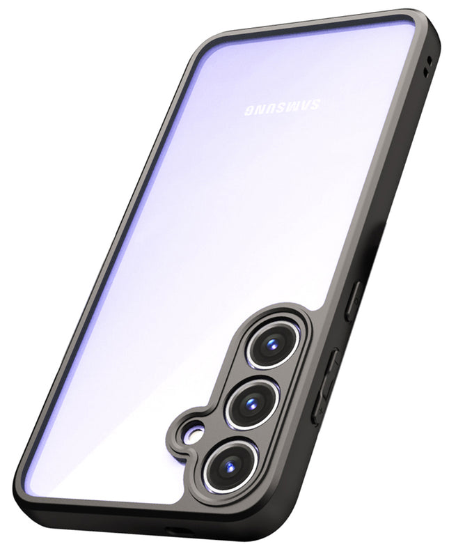 Mobizang Hawkeye Clear Back Cover for Samsung Galaxy S24 | Camera Lens Protector Shockproof Slim Clear Case Cover (Black Sides)