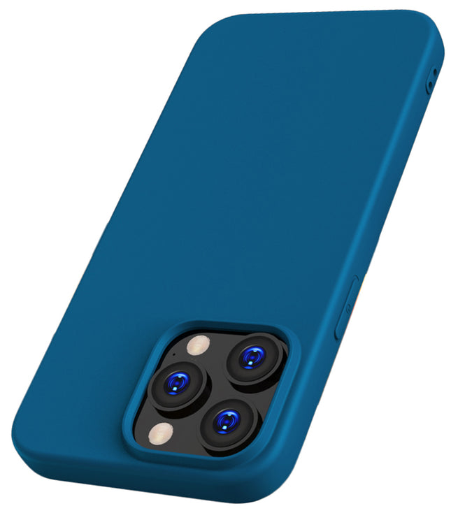 Mobizang Matte Protective Lens Flexible Back Cover for Apple iPhone 15 Pro | Slim Silicone with Soft Lining Shockproof Full Body Bumper Case (Blue)
